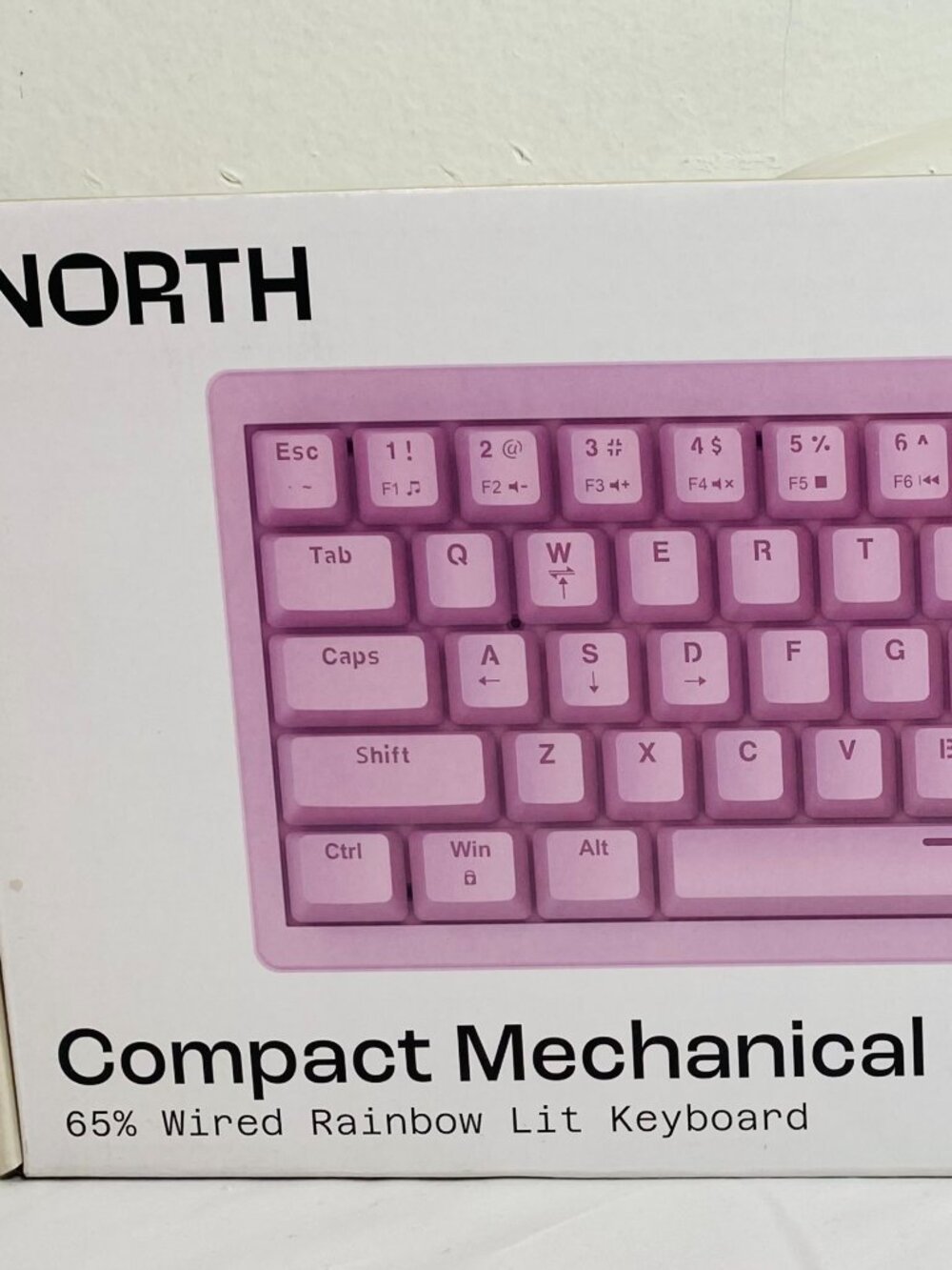 Compact Mechanical Pink Keyboard 65% Wired, Rainbow Lit, North Brand New In Box